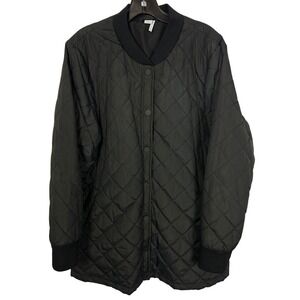 Twik Black Minimal Quilted Longline Bomber Jacket Contemporary Classic XL